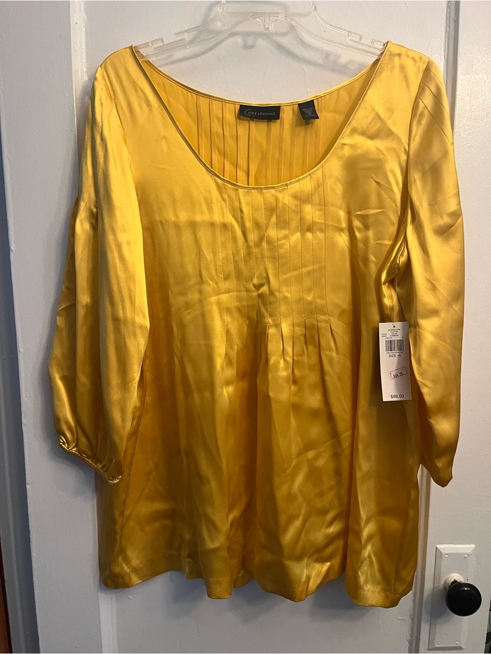 Context Yellow Satin Scoop Neck Blouse